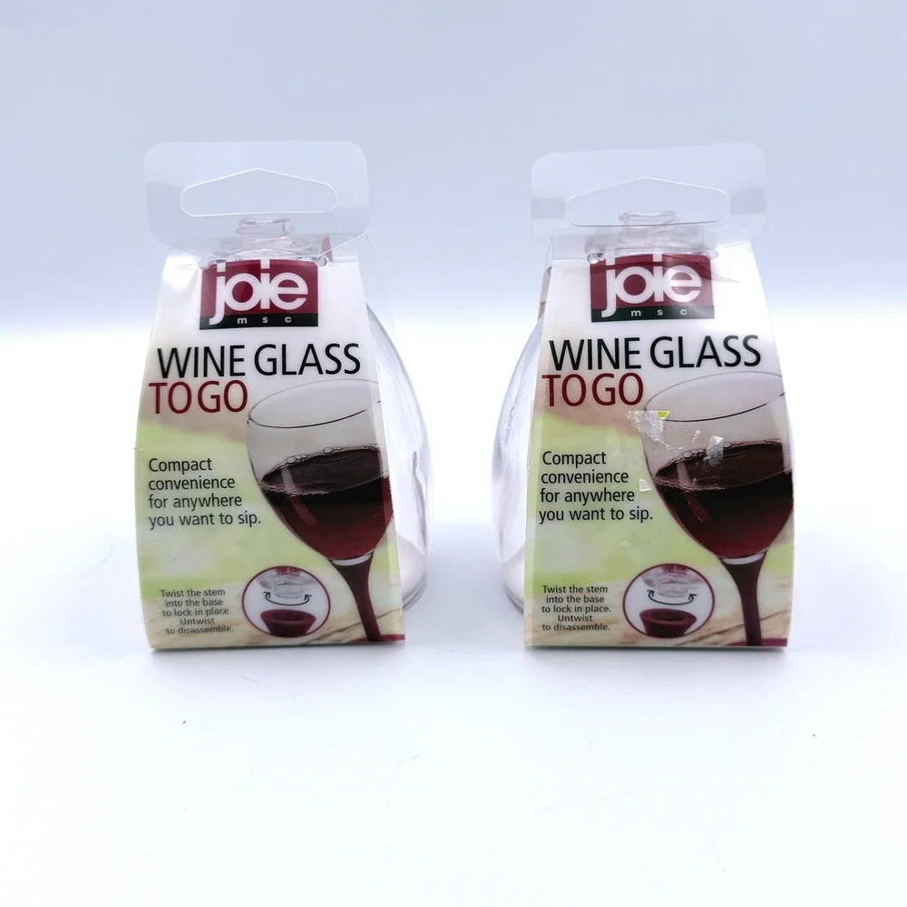 Joie Wine Glass To Go 7.44oz Set of 2 Portable Travel Plastic BPA Free Clear